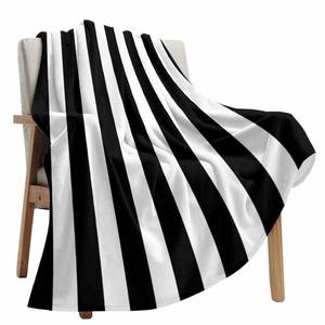 lot 11332 image: Black and White Stripes Fleece Throw Blanket, Soft Cozy Flannel Blanket for Couch Bed Sofa Camping, Modern Minimalism Art All Season Use Lightweight Throw Blankets 40x50in