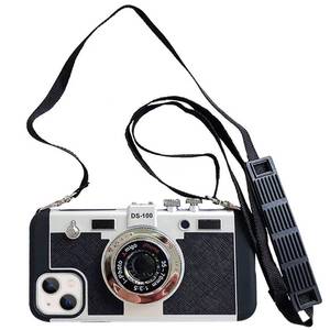 lot 12383 image: Yatchen Camera Case Compatible with iPhone 13 Pro, Cute 3D Vintage Camera with Lanyard Adjustable Shoulder Strap Girls Women Unique Cool Silicone PC Cover Black