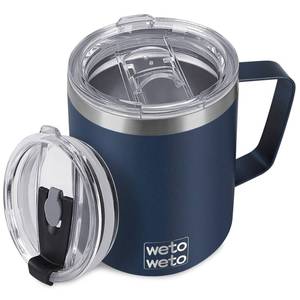 lot 12401 image: WETOWETO 14 oz Coffee Mug, Vacuum Insulated Camping Mug with Lid, Double Wall Stainless Steel Travel Tumbler Cup, Thermal Coffee Mug, Powder Coated Navy Blue
