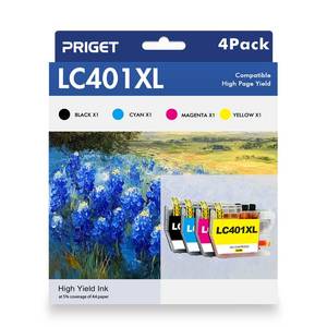 lot 12407 image: Priget LC401XL LC401 Ink Cartridges Compatible Replacement for Brother 401XL MFC-J1010DW MFC-J1012DW MFC-J1170DW MFC-J1800DW Printer Ink (4-Pack, BlackCyanMagentaYellow)