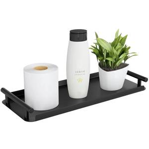 lot 12430 image: Toilet Paper Basket, Stainless Steel Toilet Tank Tray with Handle for Organizing - Toilet Paper Basket Storage for Toilet Tank, Bathroom, Kitchen Counter (Black)