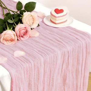 lot 12435 image: Pink Table Runner, 10 Ft Spring Table Runner, Gauze Rustic Cheesecloth Table Runners for Wedding, Party, Baby & Bridal Shower, 120 in Boho Table Runners for Easter, Mothers Day