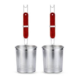lot 12448 image: Micro-Perforated Stainless Steel Pasta Strainer With handle, Food Dumpling Noodle Strainer,Straining Noodles Pasta Basket 2 PCS(Dia 5.5inch)
