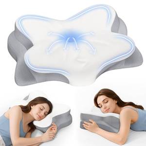 lot 15004 image: Fyova Cervical Neck Pillow, Ergonomic Memory Foam Pillows for Neck Pain Relief with Breathable Pillowcase, Adjustable Contour Neck Support Pillow for Side Back Stomach Sleepers, Odorless