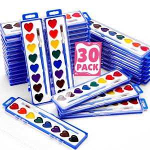 lot 15017 image: 30 Pack Heart Watercolor Paint Set,8 Colors Washable Valentines Water Color Paint Set for Kids with Paintbrush,Watercolor Paint for Prizes Exchange Gifts,Valentines Day Gifts,Party Favor,Classroom