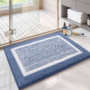 lot 16403 image: Color&Geometry Small Bath Mats for Bathroom Simple and Stylish, 16x24 Light Blue Bathroom Rugs, Non Slip, Absorbent, Soft, Washable, Microfiber Bathmat Shower Mat Outside Shower