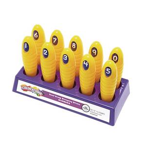 lot 16406 image: Colorations Good Grasp Stamping Sticks Pack of 10 Numbers 0-9 Classroom Supplies (1 14 x 5 18)