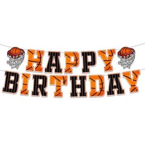 lot 16413 image: PANRRPERS Basketball Happy Birthday Banners Party DecorationsBasketball Slam Dunk Garland Birthday Party Bunting Sign for Kids Teenagers Boys Men