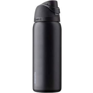 lot 16427 image: Owala FreeSip Insulated Stainless Steel Water Bottle with Straw, BPA-Free Sports Water Bottle, Great for Travel, 32 Oz, Very, Very Dark has dent and lid is misaligned