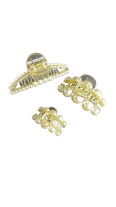 lot 16438 image: Pearl Adorned Hair Clip Set 3pk