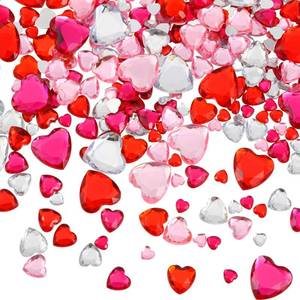 lot 16470 image: Chuangdi 516 Pcs Acrylic Rhinestone Crystal Gems Rhinestone Flat Back 18mm12mm10mm6mm for Valentines Day Wedding Decoration DIY Clothes Shoes Jewelry Making Crafts(Sweet Color,Heart)