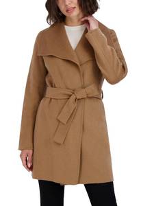 lot 16472 image: Tahari Womens Wool Wrap Coat With Tie Belt, Solid Camel, X-Small