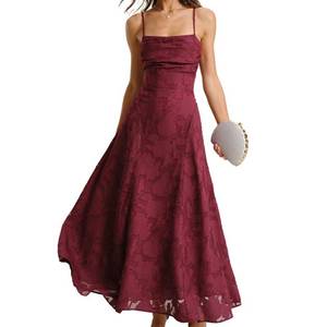 lot 16473 image: RIHOAS Womens Maxi Dresses Wedding Guest Dress Elegant A-Line Long Square Neck Backless Sling for Beach Wedding Party Vacation Wine Red XL