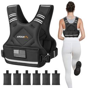 lot 17152 image: APEXUP Adjustable Weighted Vest, 4-10lb12-18lb20-32lb Vest with 6 Ironsand Weights and Large Pocket, Weight Vest for Men Women Strength Training, Running, Walking (4-10lb, Black)