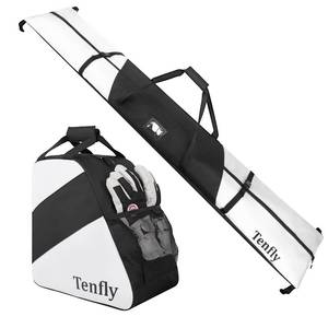 lot 17157 image: TENFLY Ski Bag and Boot Bag Combo, Snow Ski Bags for Air Travel, Water- resistant Safety Reinforce Ski Travel Bag Fits for Skis Up to 200 CM and Boots Up To Size US13, Black-White