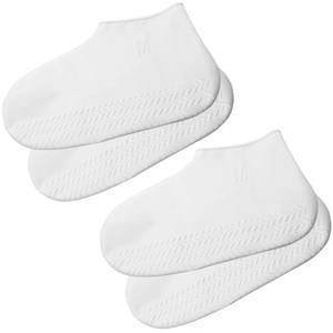 lot 18289 image: Ryetvok 2 Pairs Waterproof Shoe Covers, Reusable Silicone Non Slip Rain Shoe Covers for Women and Men, Clear Waterproof Boot Covers for Outdoor Rainy Muddy Days (Medium Size)