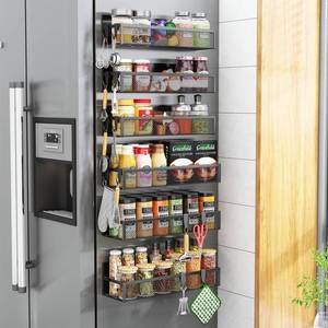 lot 18317 image: Aufworld Magnetic Spice Rack for Refrigerator, 6 Pack Magnetic Shelf, Fridge Magnet Organizer with Moveable 12 Hooks, Magnetic Fridge Shelf for Kitchen Organization and Storage (6 Pack)