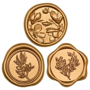 lot 18330 image: UNIQOOO Wax Seal Stickers - (3 Designs in 1 Pack) Wedding Invitation Envelope Seal Stickers, 60 Pcs Self-Adhesive Stickers, Perfect for Invitation, Christmas, Gift Wrapping (Anti Gold)