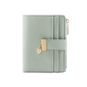 lot 18333 image: Pomelo Best Small Wallet Women RFID Blocking Bifold Soft Leather Card Holder with ID Window Zipper Coin Pocket Wallets for Women Green
