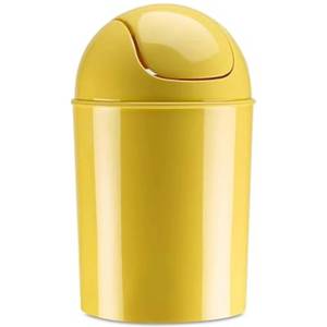 lot 19565 image: Umbra 1.25 Gallon Mini Waste Can with Removable Swing-Top Lid - Small Garbage Bin for Kitchen, Bathroom, Bedroom, Office - Compact Trash Can Fit Under Tables & Counters - Yellow
