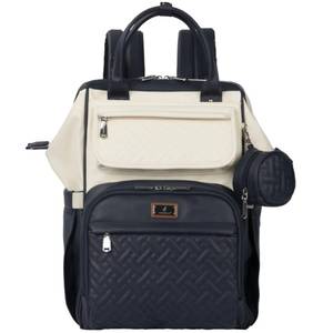 lot 19590 image: BabbleRoo Leather Diaper Bag Backpack, Multifunction Large Bags with Changing Pad & Stroller Straps Pacifier Case, Unisex Stylish Travel Back Pack Nappy for Moms Dads (Blueberry Cream)