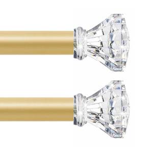 lot 19611 image: TVWOO Gold Decorative Crystal Curtain Rods 2 PackHeavy Duty Adjustable Window Curtains Rods for Living Room Bedroom,Brass Gold Modern Acrylic Drapery Rods Set with Clear Bling Diamond Finials,36-88