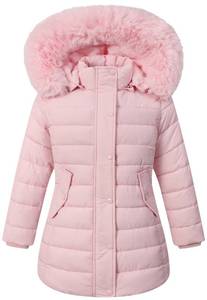 lot 19620 image: MAJSEBI Girls Winter Waterproof Warm Long Coat,Kids Puffer Jacket Outerwear Parka,Removable Hood