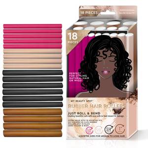 lot 19628 image: My Beauty Spot Flexi Rods Foam Hair Rollers 18 Flexi Rods 12, 34, 58, and 1 Diameter Professional Salon Quality 18 Pcs Rubber Hair Rollers for Short, Long, and Medium Hair