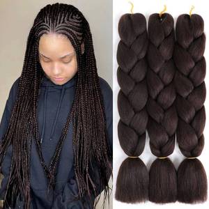 lot 19639 image: SuCoo Jumbo Braiding Hair Extensions High Temperature Fiber Crochet Twist Braids 24inch 3pcslot(Dark Brown)