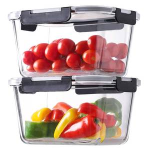 lot 19654 image: HOMBERKING 4 Pieces 63oz8cup Large Glass Food Storage Containers with Lids, Meal Prep Containers, Airtight Bento Boxes with Leak Proof Locking (2 Containers  2 Lids) - Microwave, Oven Safe