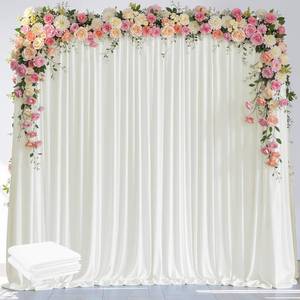 lot 19661 image: Wokceer Ivory Backdrop Curtain for Wedding Parties 2 Pack 10x8FT Wedding Curtains Photo Backdrop Drapes Polyester for Photoshoot Baby Shower Birthday Party Curtains Background 4 Panels 5x8FT