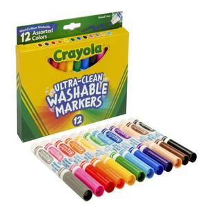 lot 20012 image: Crayola Broad Line Markers (12 Count), Washable Markers for Kids, Assorted Colors, Arts & Crafts Supplies, For Coloring Books & Art Projects, Ages 3