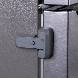 lot 20025 image: 2-Pack Child Proof Fridge Lock with Adhesive - No Tools Required - Refrigerator Lock for Kids - Freezer Latch to Keep Door Closed - for Toddlers, Cats, & Dogs.