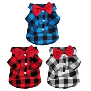 lot 20029 image: Tongcloud 3 Pack Plaid Puppy Cat Shirt - Cute Dog Shirts for Small Dogs and Cats - Birthday Party and Holiday Photo