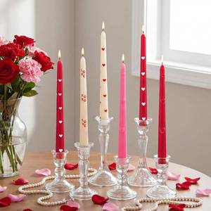 lot 20050 image: Threlaco 6pcs Pink Red Heart Taper Candle Set 10 Inch Valentines Candle Sticks Valentines Decorative Candles Long Unscented Candlesticks for Valentines Day Party Table Anniversary Wedding Decor