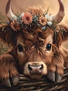lot 20069 image: Mosaflare 5D Diamond Painting Kits for Adults, Highland Cow Diamond Art for Beginners, DIY Full Round Drill Paint by Diamonds Dot Gem Art for Adults, Home Wall Decor 12x16 Inch
