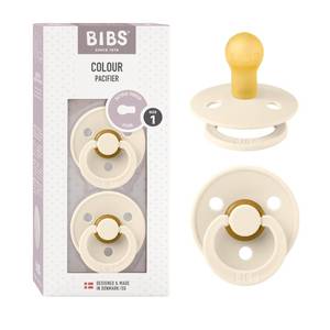 lot 20075 image: BIBS Pacifiers Colour Collection  Natural Rubber Baby Pacifier  Round Nipple  Set of 2 BPA-Free Soothers  Made in Denmark  0 Months (Pack of 2)  Ivory