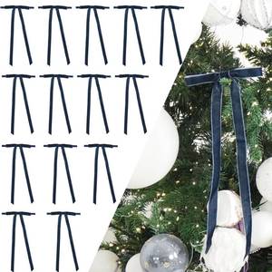 lot 20081 image: LiBongTa 5 Navy Blue Bow with Long Tail, 24 Pieces Velvet Christmas Bows for Wreaths Already Made, Premade Pretied Bows for Treat Bags, Christmas Tree, Gift Wrapping, Party Favor, Crafts, Wedding