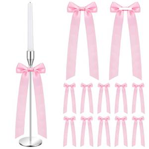 lot 20097 image: Teenyyou 12 Pcs Pink Candlestick Bows Decor 13 Inch Large Coquette Decorations Bows for Table Self Adhesive Candle Holder Gift Wrapping Wedding Bridal Shower Bachelorette Party Centerpieces