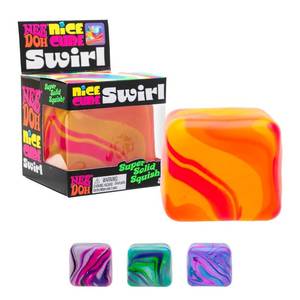 lot 20100 image: Schylling NeeDoh Nice Cube Swirl - Sensory Toy with a Super Solid Squish - Unique, Swirling Color Blend - Color May Vary (1 Per Pack)