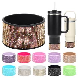 lot 20102 image: Rhinestone Silicone Boot for 40oz 30oz Stanley Quencher, Anti-Slip Silicone Protector for Qunercher Pro Tour Flip 40oz 30oz, Cup Accessories for 2.75-2.95 inch Trapezoidal Cylinder Base