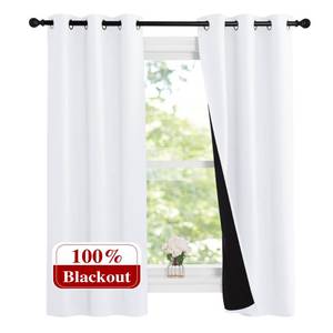 lot 20108 image: NICETOWN Pure White 100% Blackout Lined Curtains, 1 Pair, 37 Width x 60 Length Each Panel, 2 Thick Layers Narrow Wide Window Treatment Panels Thermal Insulated Drapes for Kitchen Small Window