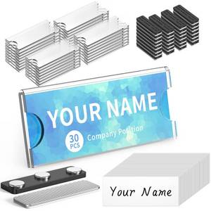 lot 20113 image: Magnetic Name Tags Kit 30Pcs, Magnetic Badge Holders Clear Acrylic Name Holder with Adhesive Tape for Business Office School