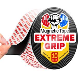 lot 20449 image: Super Sticky Magnetic Tape (10 feet x 1.5 inch) - Stong Magnet Strip with Adhesive Backing for DIY & Crafts - Easy to Cut and Mount on Fridges, Whiteboards & More