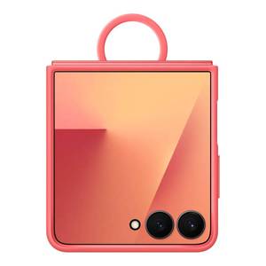 lot 20469 image: Samsung Galaxy Z Flip7 Official Ring Phone Case Silicone, Easy to Carry, Soft, Sleek, US Version, Coral Red