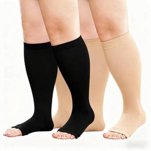 lot 20472 image: BODALA Plus Size Compression Socks Wide Calf Compression Toeless Stockings for Men Women - Open Toe 20-30 mmHg Compression Hose Support for Travel Nurses 2XL 1 pack