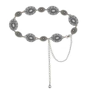 lot 20475 image: Western-Concho-Belt-Women Cowgirl-Metal-Belts Boho Silver Vintage Turquoise Chain Belt for Dress Jeans