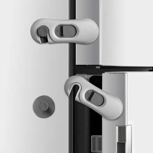 lot 20498 image: 5-Pack Child Proof Refrigerator Lock with 3M Adhesive, Baby Child Safety Cabinet Locks, Kids Safety Fridge Locks for Oven Drawers Freezer Door Latches- Grey