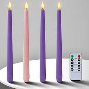 lot 6386 image: Set of 4 Purple LED Battery Candle Lamps