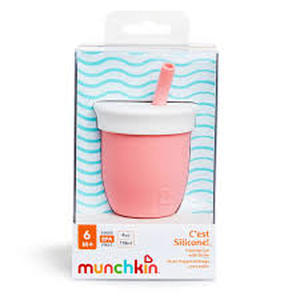 lot 20453 image: Munchkin Cest Silicone Training Cup with Straw - Pink